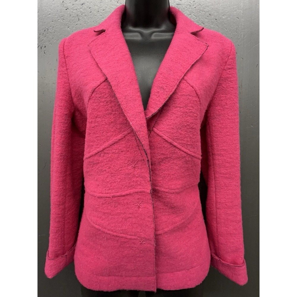 Parkhurst Blazer Women M Pink Wool Blend Snap Embroidered Preppy Feminine Jacket
